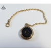 Image 4 : Elgin Pocket Watch With A Matching Gold-Toned Chain And A Distinctive Black Face Design.