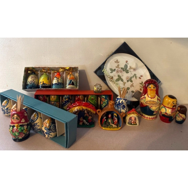 Foreign Finds - New Wedgewood Plate w/ Hand Painted Nesting Dolls & More