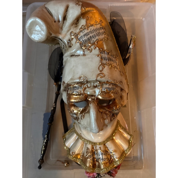Venetian Style Masquerade Mask-Jester or Luna Style w/Musical Notes