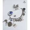 Image 3 :  Collection Of Vintage Dutch Delft Porcelain Costume Jewelry , Necklace, Bracelet, Earrings, Ring