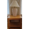 Image 1 : VINTAGE End Table w/ 80's Post Modern Plaster Of Paris Decorative Table Lamp 25T