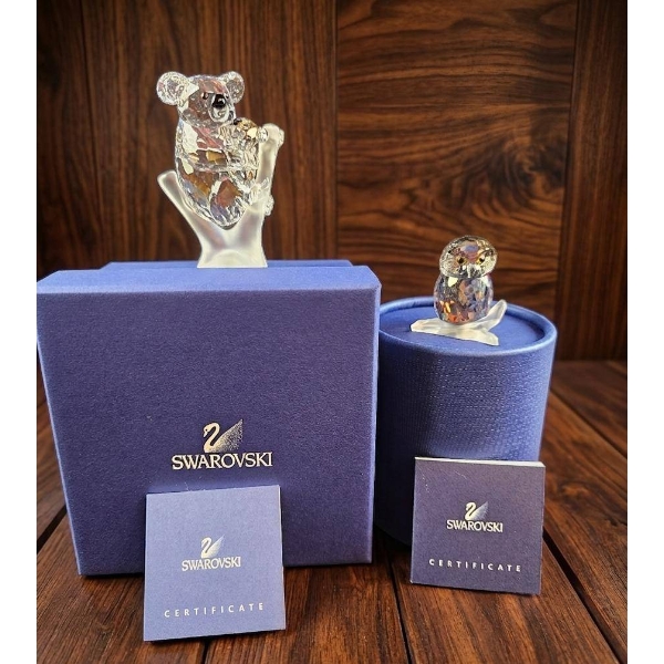 Swarovski Crystal Koala And Owl Figurines with Original Boxes and Certificates
