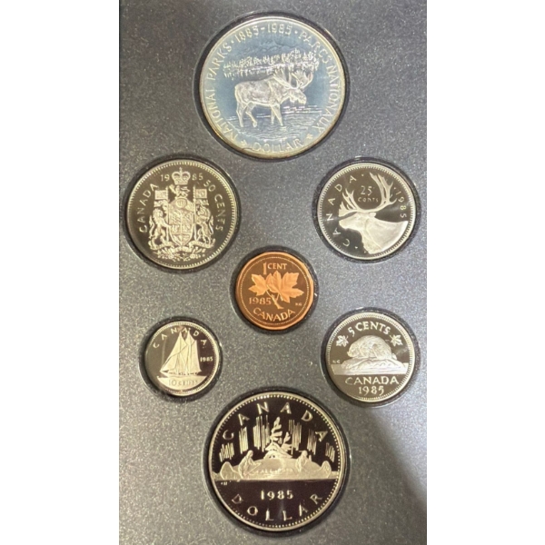 1985 Canadian Specimen Set With 50% Silver Dollar 23.33 Grams
