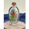 Image 2 : Glass Hand Painted Floral Snuff Bottle with Spoon 3.5H