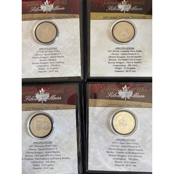 Canadian Silver Coins from 1978 $1 Calgary Centennial ,Winnipeg Centennial RCMP BC Silver Dollar 