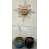 Image 1 : Metal Sun-Faced Outdoor Decor w/ Heavy Duty Glass Planters/Pots For Plants