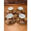 Image 1 : Oriental Fine China, Set of 4 Teapcups & Saucers, One Saucer Chipped 
