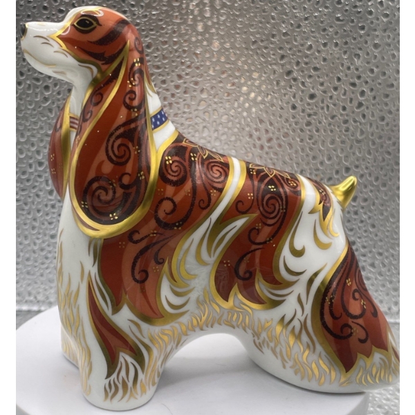 Gorgeous English Royal Crown Derby Bone China American Spaniel - 4.5 In Tall