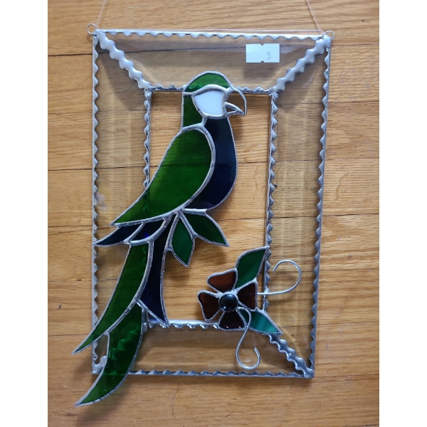 Stained Glass Parrot 6 X 9, Window Decor w/ Glass Ball 14 T, Cross 10 T and More!