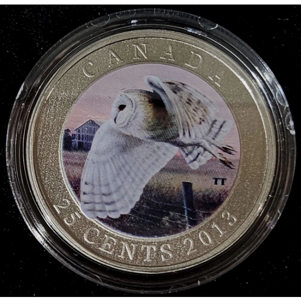 2013 25¢ Barn Owl - Coloured Coin