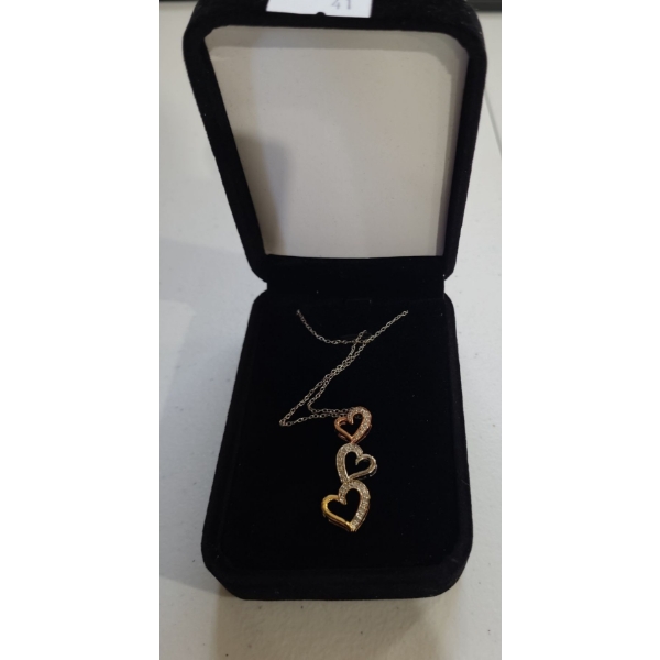 Pendant w/ Hearts and 16" Chain 