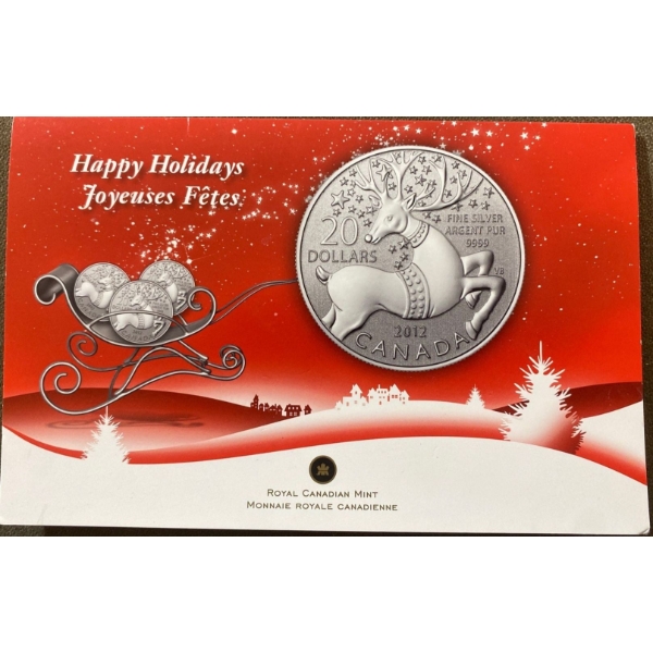2012 $20 Magical Reindeer Fine Silver Coin 7.96 Grams