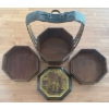 Image 2 : Gorgeous Antique Chinese Hand Painted, Three Tiered Wedding Basket 18x24