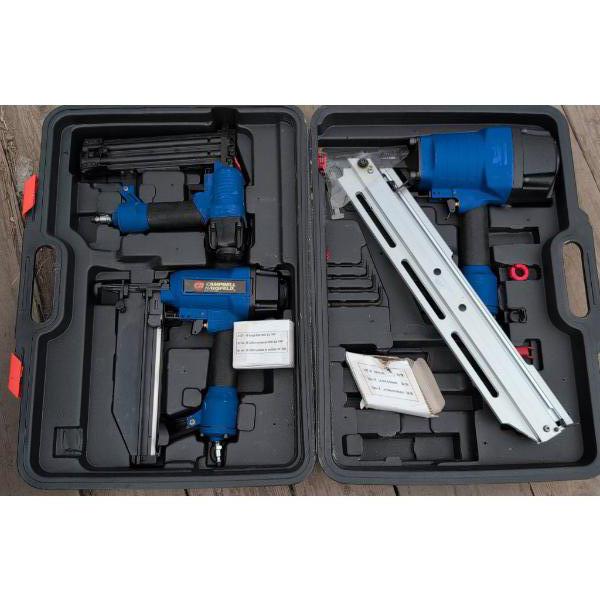 Campbell Hausfeld 3-Piece Pneumatic Nail Gun Set with Case and Accessories