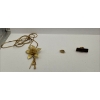 Image 1 : Gold Coloured Floral Necklace, Leaf Pin and Alberta Health Services Pin