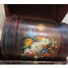Image 3 : 2 Decorative Floral Trunks & Basket w Lid.  Lg Trunk 19 w 13 1/2 d 18 h.  Basket 18 1/2 w 10 d 9 1/2