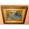 Image 1 : Framed Oil Painting of A Waterscape Scene Signed 'Shoup Pond' 8x7