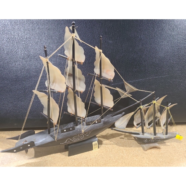 Sailing Ships Decor: Larger Ship 16.5 W, 13 T and Smaller Ship 8 W, 6.5 T  