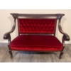Image 1 : 18th Century French Hand Carved Mahogany Upholstered Sofa 52x31x40 Empire Style Scarlet