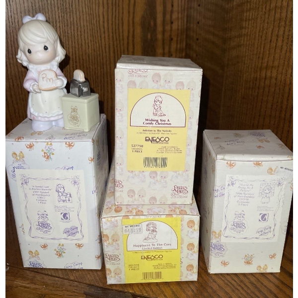 New Precious Moments Collectables - 4 Unopened Packages 1 Display Figurine & More