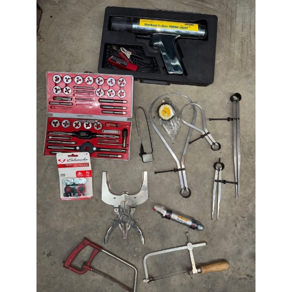 Dial-Back Timing Light, Clamps, Tap N Die Set, Mini Saws & More