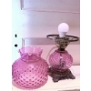 Image 3 : Pink Hobnail Glass Electric Table Lamp with Metal Base