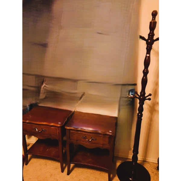 Pair of Nightstands with Drawer 22 W, 15 D, 26 T and Coatrack 71 T