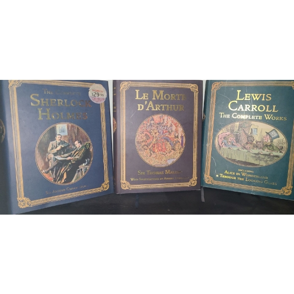 Set of 3 Books: Sherlock Holmes, Le Morte d'Arthur, Lewis Carroll The Complete Works