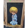 Image 3 : Black Velvet Paintings of Children Praying, 21x14 Inches