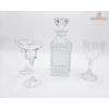 Image 1 : Vintage Bohemia Crystal Decanter 10''HEIGHT, Crystal Candle Stick Holders And Wine Glass 7''HEIGHT