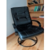 Image 3 : Danish Postmodern Black Genuine Leather Swivel Lounge Chair In Excellent Condition