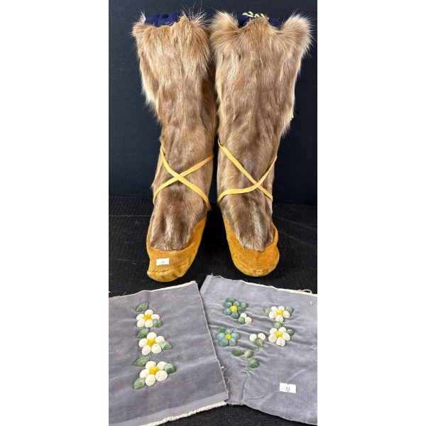 Seal Skin Muk Luks From Sacas Harbour N.W.T. w/ Handmade Moose Tufting Art