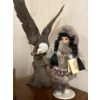 Image 2 :  Eagle sculpture with intricate wooden handmade box and a native Alaskan doll with real fur