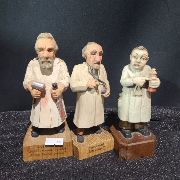 Anri Carved Wood Physician Figurines- 5.5 - 6 T 