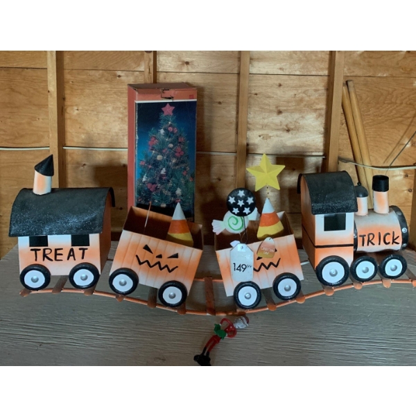 Halloween Outdoor Train w/ Mini Christmas Tree
