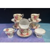 Image 1 : Queen Anne "Lady Sylviya" Fine Bone China; Six Cups& Saucers, Cream & Sugar