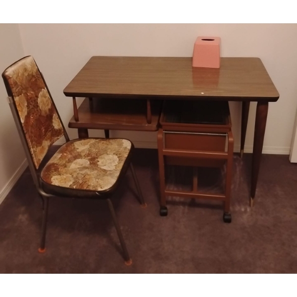 Mid Century Desk w/ Mobile Filing Cabinet