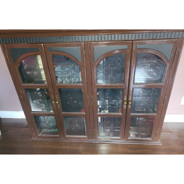 Antique Display Cabinet w/ 3 Shelves/ 2 Glass Doors 62 W, 15 D, 30 T