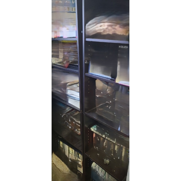Pair of Black Bookcases 12 W, 12 D, 70 T Each 