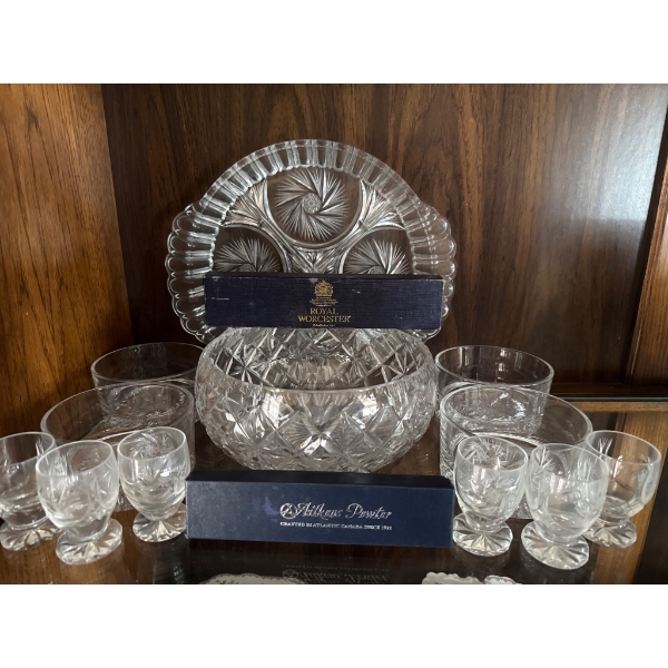 Royal Worcester Crystal Glassware Set with Serving Utensils