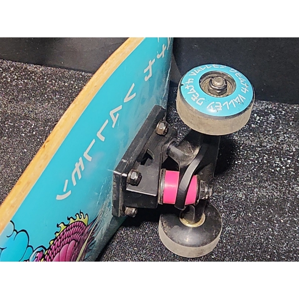 Death Valley 30"L Skateboard with Graffiti Style Dragon in Blue and Pink