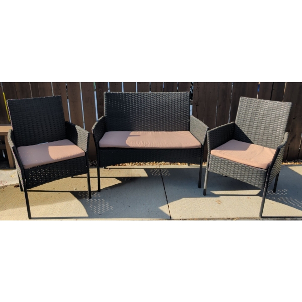 3 Piece Rattan Patio Set 44x26x40"tall