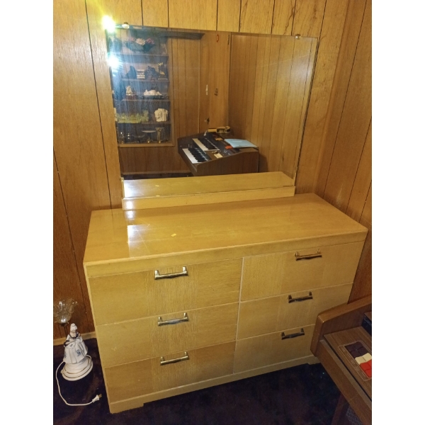 Wooden Dresser w/ Attached Mirror -- 48W, 18D, 64T 