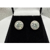 Image 1 : 2ct Round Moissanite in Center with 40 Round Cubic Zirconia in Round Halo in 925 Silver Earrings