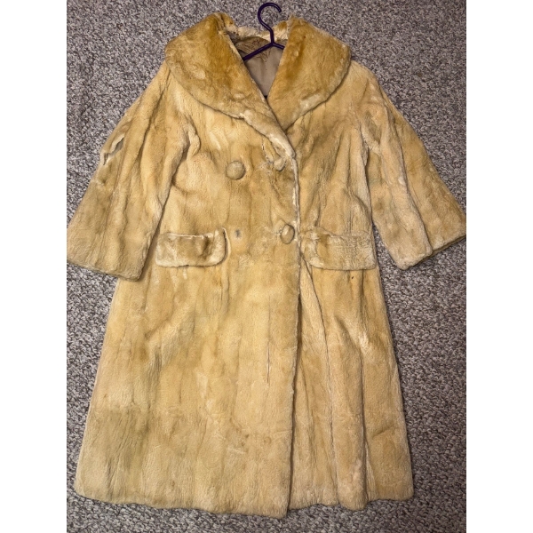 Hudson's Bay Genuine Fur Blonde Mink Ladies Overcoat - Size M