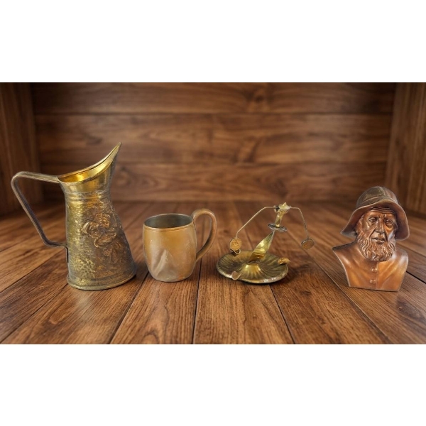 Decorative Brass and Copper Home Accents with Bust Figurine