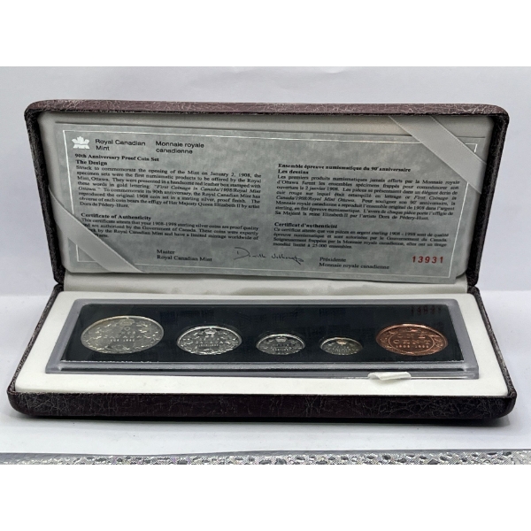 1998 Canadian 90th Anniversary Proof Set Silver 26.58g