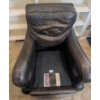 Image 8 : Genuine Leather Club Chair with Brass Nailhead Trim and Turned Legs in Chocolate Brown