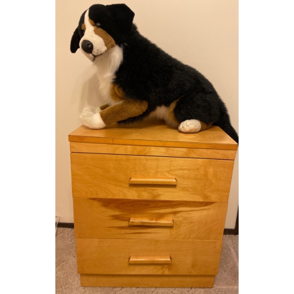 Walnut 3 Drawer Bed Side Dresser 24x16x28 w/ Stuffed Companion