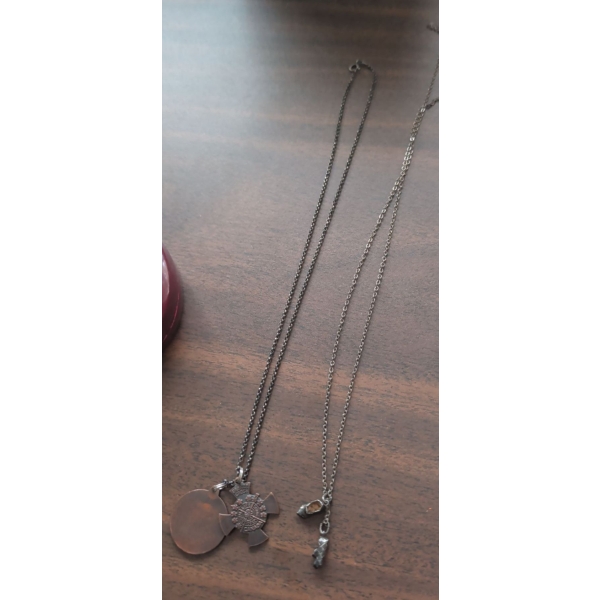 Stamped 835 Silver Chain w/ Loafer Pendants & More